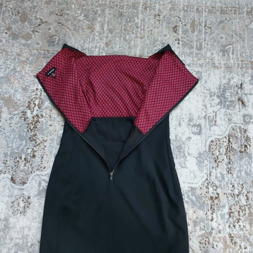 Le Chateau Black Dress Square Neck Back Zipper Closure Size M - Picture 10 of 11